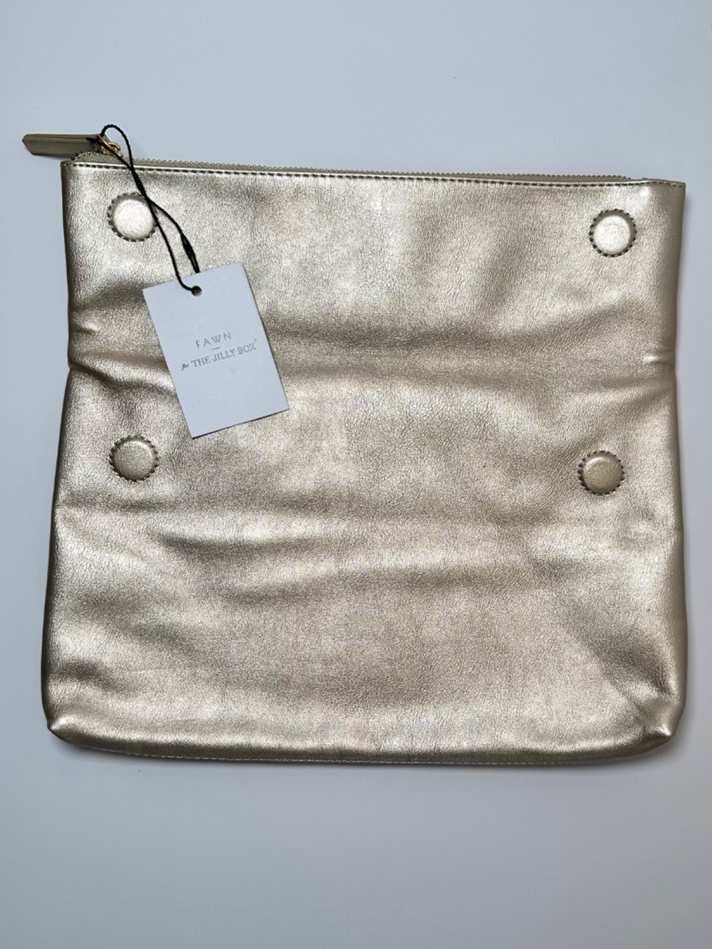 FAWN for The Jilly Box Gold Foldover Clutch | Metallic Vegan Leather | NEW - Picture 4 of 7